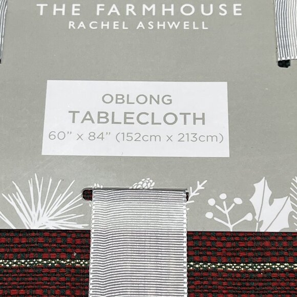 Rachel Ashwell The Farmhouse Tablecloth Red Green Plaid Oblong 60x84 Holiday - Picture 4 of 6